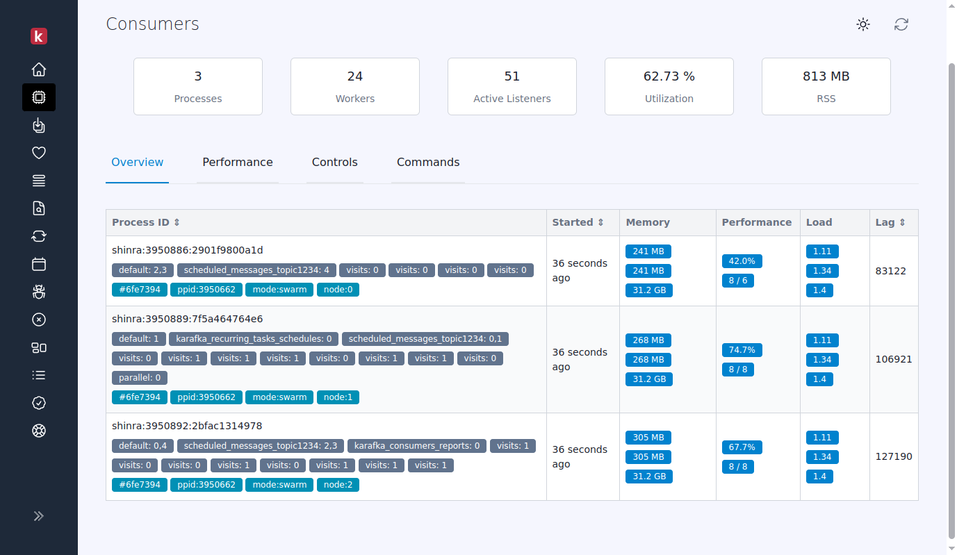 karafka web dashboard view ppids